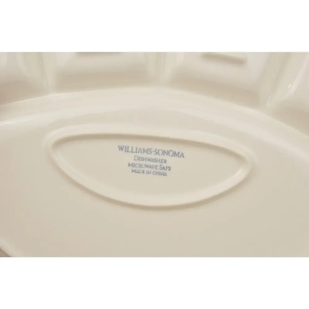 Williams Sonoma White Divided Fondue Plates 11.5